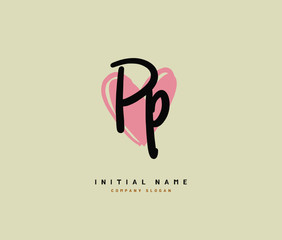 P PP Beauty vector initial logo, handwriting logo of initial signature, wedding, fashion, jewerly, boutique, floral and botanical with creative template for any company or business.