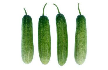 Cucumber and slices isolated over white background