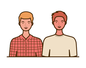 young men on white background
