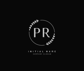 P R PR Beauty vector initial logo, handwriting logo of initial signature, wedding, fashion, jewerly, boutique, floral and botanical with creative template for any company or business