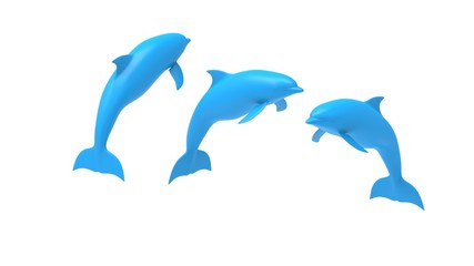 Dolphines 3d rendering isolated in white studio background