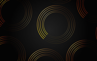 Abstract golden line decoration on black background. Dark luxury and premium concept vector design for use rich theme poster element