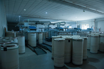 cotton spinning production workshop closeup