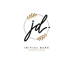 J D JD Beauty vector initial logo, handwriting logo of initial signature, wedding, fashion, jewerly, boutique, floral and botanical with creative template for any company or business