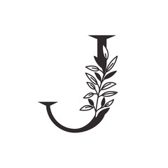 letter J of the alphabet with leaves