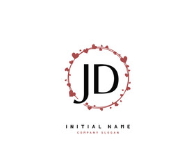 Fototapeta na wymiar J D JD Beauty vector initial logo, handwriting logo of initial signature, wedding, fashion, jewerly, boutique, floral and botanical with creative template for any company or business