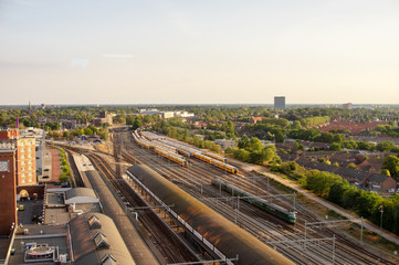 Fototapeta na wymiar Station Nijmegen from above, Netherlands