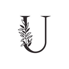 letter U of the alphabet with leaves