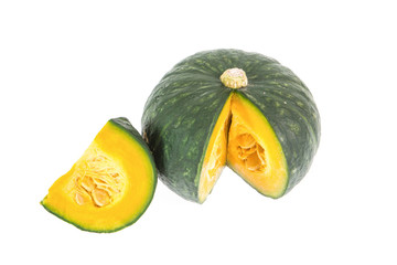 green pumpkin isolated on white