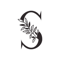letter S of the alphabet with leaves