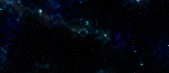 Star and galaxy, dark blue space background panorama view