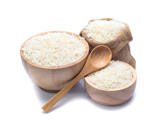 rice in bowl isolated on white background