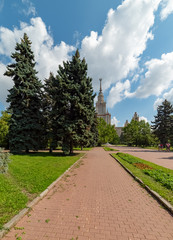 Fototapeta na wymiar City the Moscow .view of the Moscow State University named after M.V. Lomonosov.Russia.2019