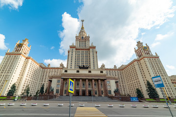 Obraz premium City the Moscow .view of the Moscow State University named after M.V. Lomonosov.central building of the university complex.Russia.2019