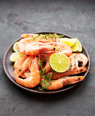 Shrimps served on a plate