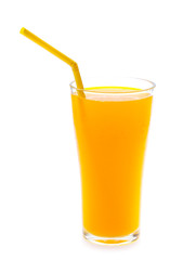 Orange juice glass, isolated on white background