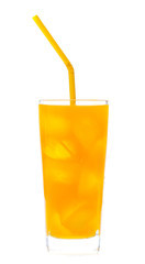 Orange juice glass, isolated on white background
