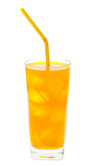 Orange juice glass, isolated on white background