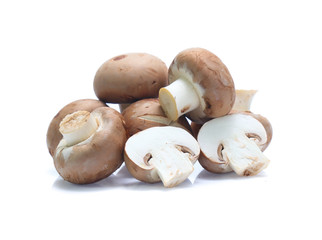 Fresh champignon mushrooms isolated on white