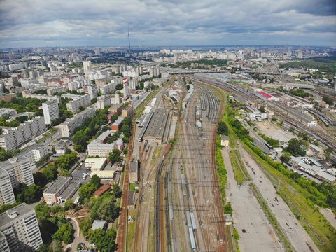 aerial view of moscow railway station
