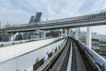 Fototapeta premium Cityscape from monorail sky train in Tokyo