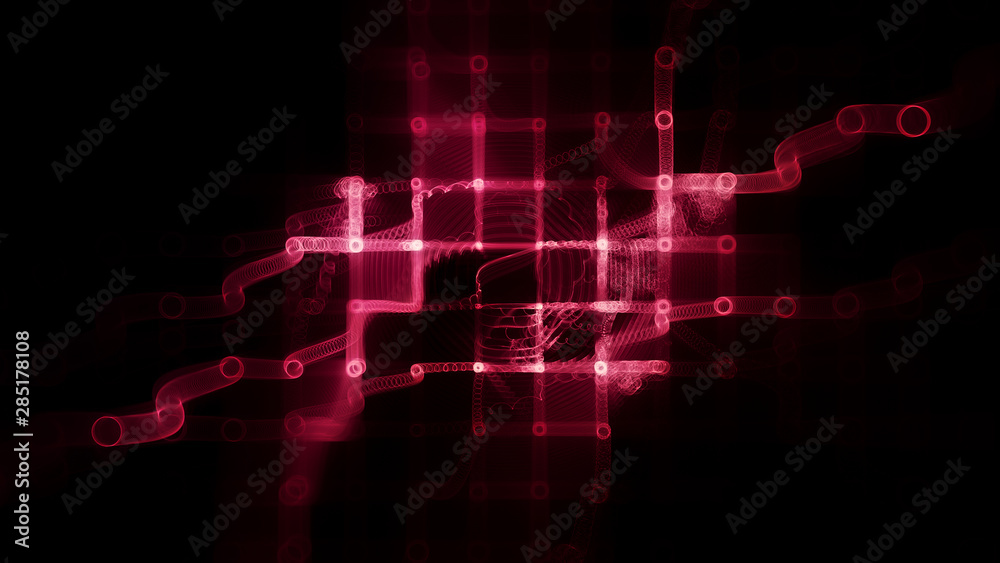 Poster abstract background element. fractal graphics 3d illustration. wide format composition of grid cells