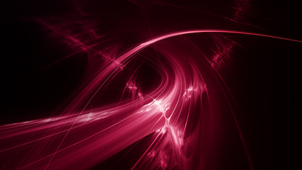 Abstract red background element on black. Fractal graphics 3d Illustration. Three-dimensional composition of glowing lines and motion blur traces. Movement and innovation concept.
