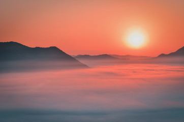 sunset in mountains