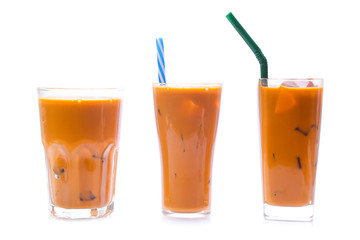 Iced Thai milk tea in glasses (thailand)