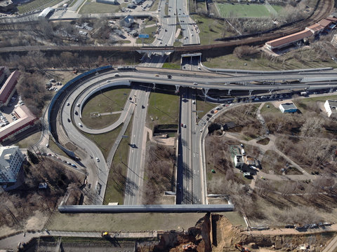 aerial view of railroad track