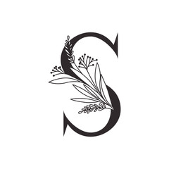 Naklejka premium letter of the alphabet with leaves