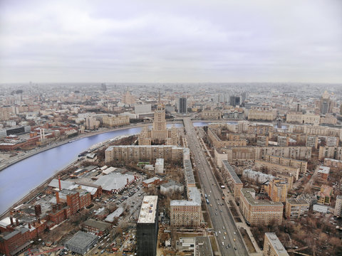 aerial view of kutuzovsky Street of Moscow