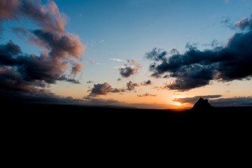 Sunset over the Glass House Mountains