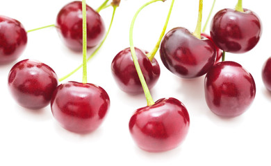 Red ripe cherries.