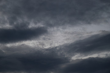 Scenery of thunderstorm black sky in rainy season. 