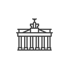 Berlin city landmark line icon. linear style sign for mobile concept and web design. Brandenburg gate outline vector icon. Germany building travel symbol, logo illustration. Vector graphics - obrazy, fototapety, plakaty