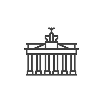 Berlin city landmark line icon. linear style sign for mobile concept and web design. Brandenburg gate outline vector icon. Germany building travel symbol, logo illustration. Vector graphics
