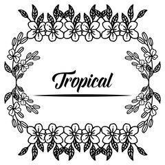 Elegant card, with concept tropical, with ornate beautiful wreath frame. Vector
