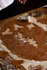 Fragrant gingerbread cookies with nuts. The process of baking gingerbread.