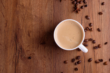 Homemade Christmas cookies with spices, and coffee with milk