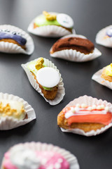 beautiful and tasty croissants lie on a white wooden tray a plate