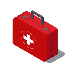 First aid kit isolated on white background. Isometric vector illustration for web, infographic and etc.