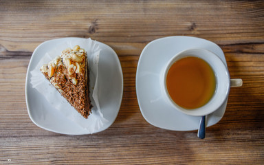 cup of coffee on wooden table