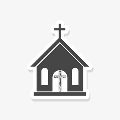 Small church sticker icon, black sign on isolated background