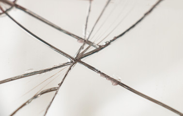 Broken and broken glass many cracks
