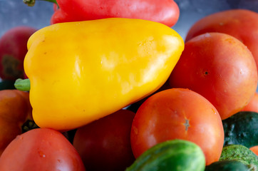 Assortment fresh vegetables background. Organic foods and diet concept.