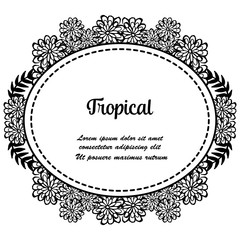 Seamless pattern of wreath frame, branches leaves, various of shape frame, decoration concept of tropical card. Vector