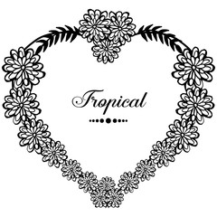 Seamless pattern of wreath frame, branches leaves, various of shape frame, decoration concept of tropical card. Vector