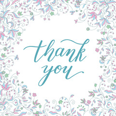 Obraz premium floral frame and hand lettering thank you
