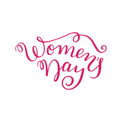 Hand lettering Women's Day on a white background. International Women's Day.